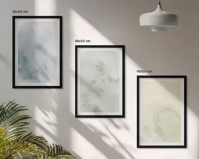 Gerahmtes Bilderset in Pastellfarben auf Leinwand