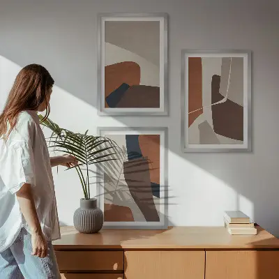 Abstrakte moderne Strukturen Bilder-3er-Set mit Rahmen
