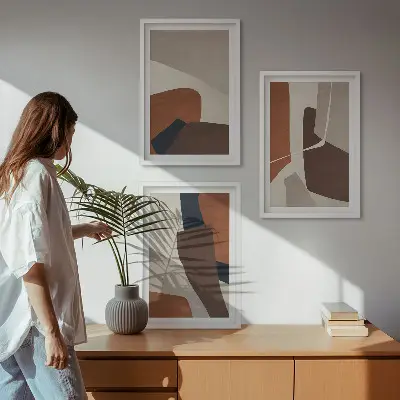Abstrakte moderne Strukturen Bilder-3er-Set mit Rahmen