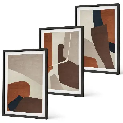Abstrakte moderne Strukturen Bilder-3er-Set mit Rahmen