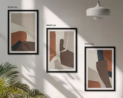 Abstrakte moderne Strukturen Bilder-3er-Set mit Rahmen