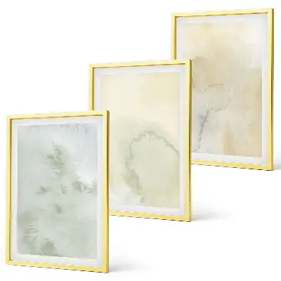 Gerahmtes Bilderset mit pastellfarbenen Aquarelltexturen