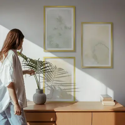 Gerahmtes Bilderset mit pastellfarbenen Aquarelltexturen