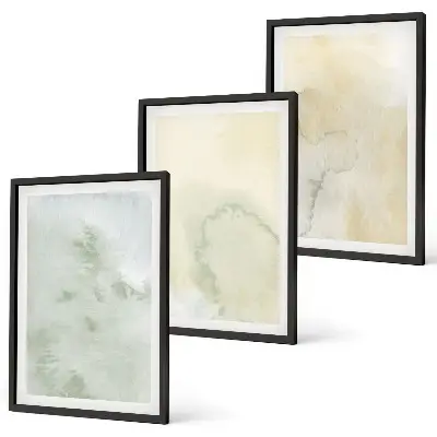 Gerahmtes Bilderset mit pastellfarbenen Aquarelltexturen