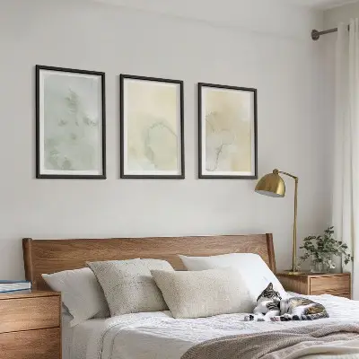 Gerahmtes Bilderset mit pastellfarbenen Aquarelltexturen