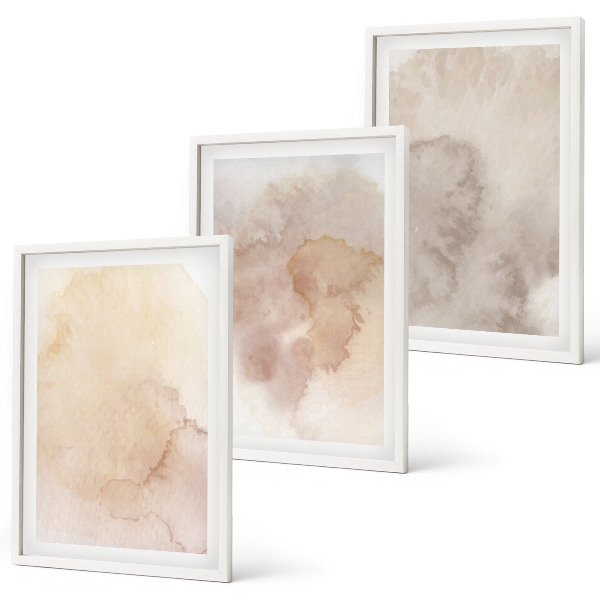 Bilder-3er-set mit rahmen Warme Aquarell-Pastelltexturen