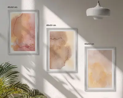 Gerahmtes Bilderset mit warmen, farbenfrohen Aquarelltexturen