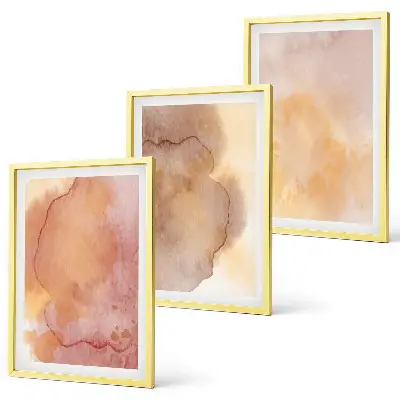 Gerahmtes Bilderset mit warmen, farbenfrohen Aquarelltexturen