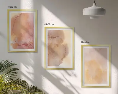 Gerahmtes Bilderset mit warmen, farbenfrohen Aquarelltexturen