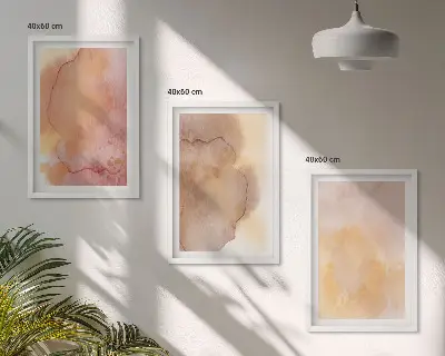 Gerahmtes Bilderset mit warmen, farbenfrohen Aquarelltexturen