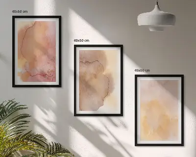 Gerahmtes Bilderset mit warmen, farbenfrohen Aquarelltexturen