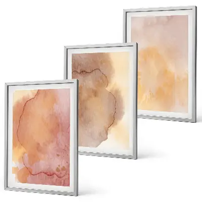 Gerahmtes Bilderset mit warmen, farbenfrohen Aquarelltexturen