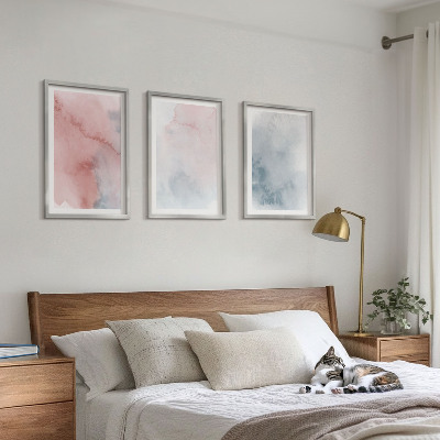 Bilder-3er-set mit rahmen Pastellfarben auf Leinwand