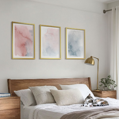 Bilder-3er-set mit rahmen Pastellfarben auf Leinwand