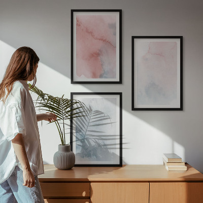 Bilder-3er-set mit rahmen Pastellfarben auf Leinwand