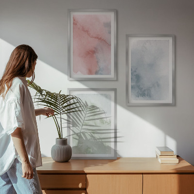 Gerahmtes bilderset Pastellfarbene Aquarellstrukturen