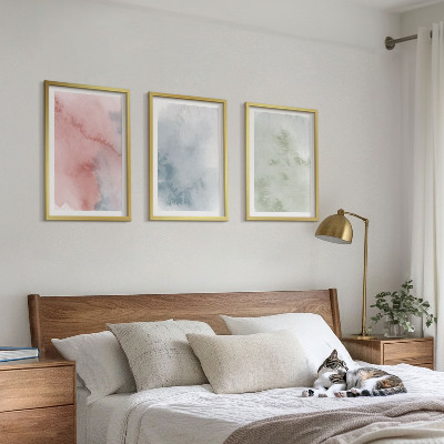 Gerahmtes bilderset Pastellfarbene Aquarellstrukturen