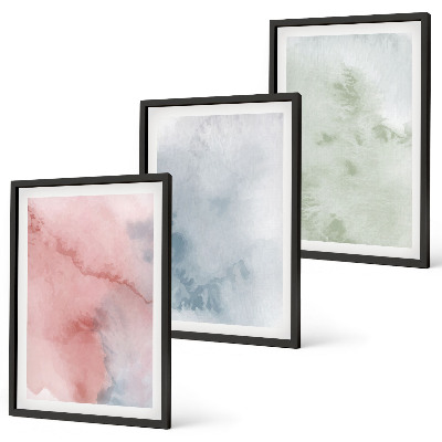 Gerahmtes bilderset Pastellfarbene Aquarellstrukturen