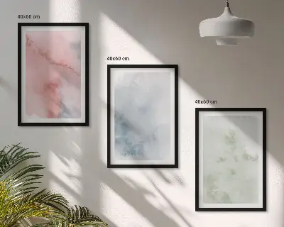 Gerahmtes Bilderset mit pastellfarbenen Aquarellstrukturen