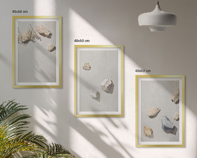 Bilder-3er-set mit rahmen Boho-Stranddekorationen aus Steinen