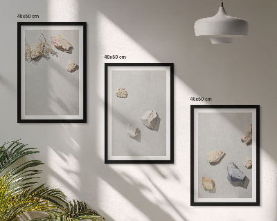 Bilder-3er-set mit rahmen Boho-Stranddekorationen aus Steinen