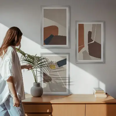 Abstrakte Boho-Malerei gerahmtes bilderset