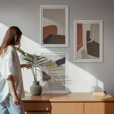 Abstrakte Boho-Malerei gerahmtes bilderset