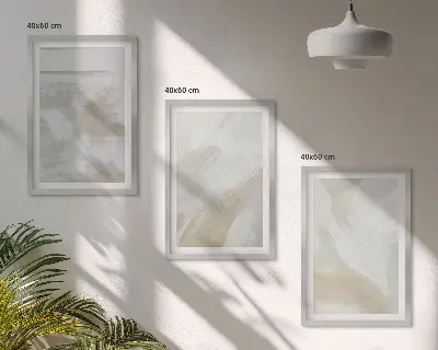 Abstrakte Pinselstriche 3er-Set Bilder mit Rahmen