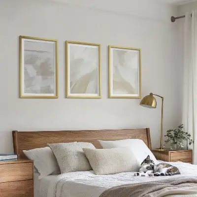 Abstrakte Pinselstriche 3er-Set Bilder mit Rahmen