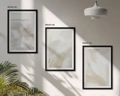 Abstrakte Pinselstriche 3er-Set Bilder mit Rahmen