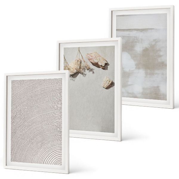 Bilder-3er-set mit rahmen Boho-Textur aus Sandsteinen