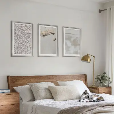 3er-Set Bilder mit Rahmen mit Motiv Boho-Textur aus Sandsteinen
