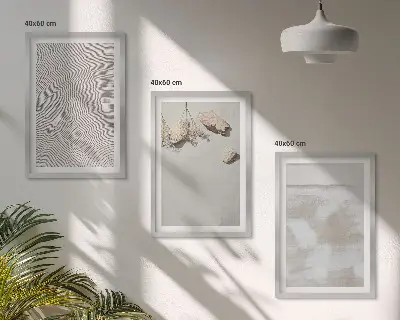 3er-Set Bilder mit Rahmen mit Motiv Boho-Textur aus Sandsteinen