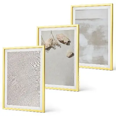 3er-Set Bilder mit Rahmen mit Motiv Boho-Textur aus Sandsteinen