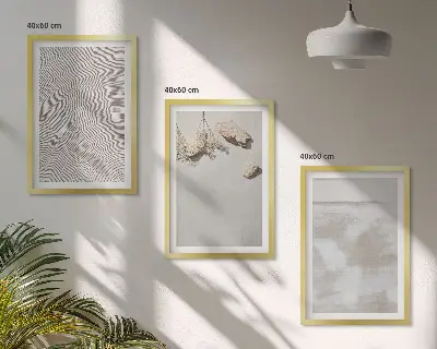 3er-Set Bilder mit Rahmen mit Motiv Boho-Textur aus Sandsteinen