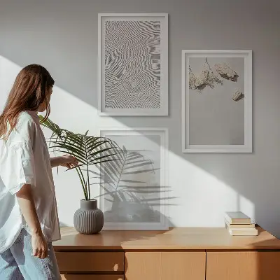 3er-Set Bilder mit Rahmen mit Motiv Boho-Textur aus Sandsteinen