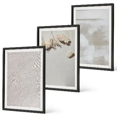 3er-Set Bilder mit Rahmen mit Motiv Boho-Textur aus Sandsteinen