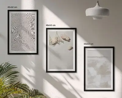 3er-Set Bilder mit Rahmen mit Motiv Boho-Textur aus Sandsteinen
