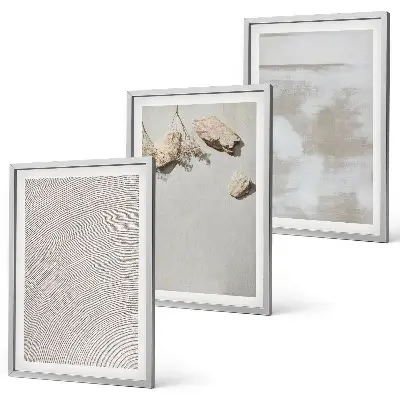3er-Set Bilder mit Rahmen mit Motiv Boho-Textur aus Sandsteinen