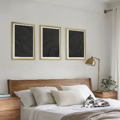 Gerahmtes Bilderset dunkler Marmor mit eleganten Texturen