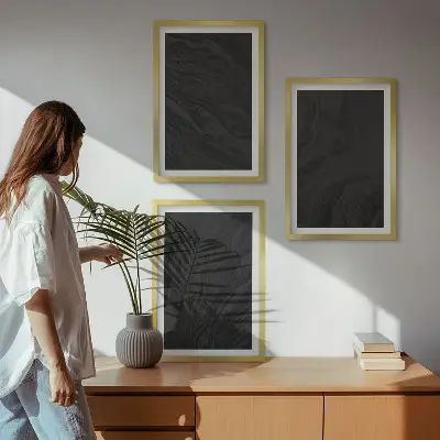 Gerahmtes Bilderset dunkler Marmor mit eleganten Texturen
