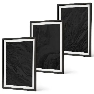 Gerahmtes Bilderset dunkler Marmor mit eleganten Texturen