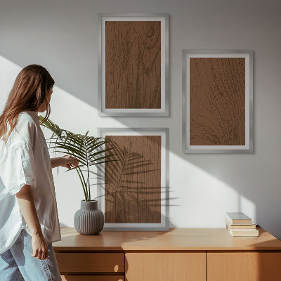 Gerahmtes bilderset Holzstruktur, Rinde, Minimalismus