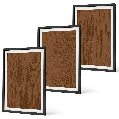 Gerahmtes Bilderset mit Holzstruktur und Rindenmotiv im minimalistischen Stil