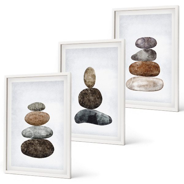 Gerahmtes bilderset Minimalistische Boho-Steine