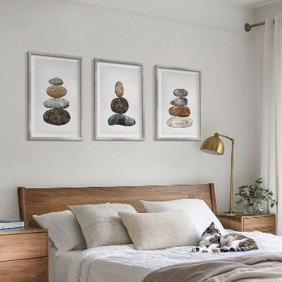 Gerahmtes bilderset Minimalistische Boho-Steine