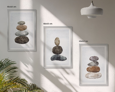 Gerahmtes bilderset Minimalistische Boho-Steine