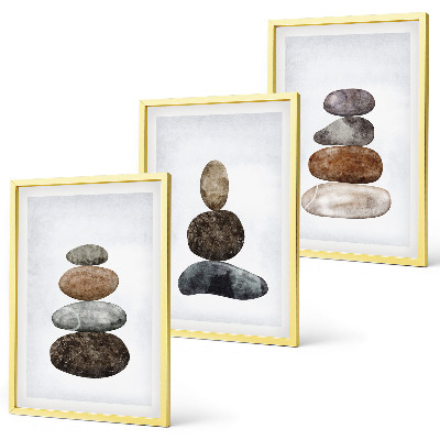 Gerahmtes bilderset Minimalistische Boho-Steine