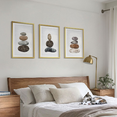 Gerahmtes bilderset Minimalistische Boho-Steine
