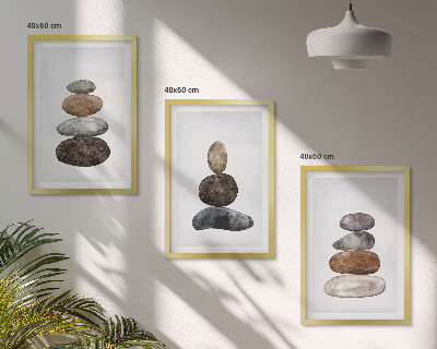 Gerahmtes bilderset Minimalistische Boho-Steine